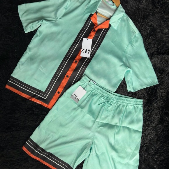 Zara Other - ZARA SET Printed Band Shorts and Combination Shirt